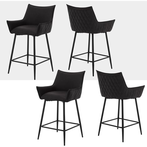 Woltu – Lot de 4 tabourets de bar en similicuir vintage – Hauteur d'assise 62 cm – Pieds en métal antidérapants – Capacité 120 kg (1/5)