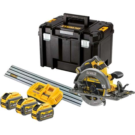DeWALT - Scie circulaire sans fil 54 V, 190 mm, avec accessoires, 3 batteries Li-Ion 9,0 Ah et chargeur. DCS579NTA (1/5)