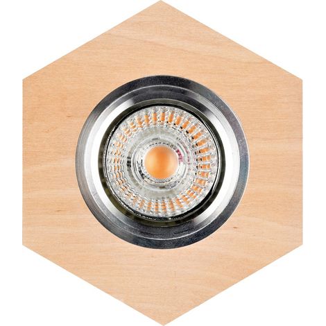 Plafonnier encastrable en Bouleau Naturel Hexagone Bois 10 cm VITAR (1/2)