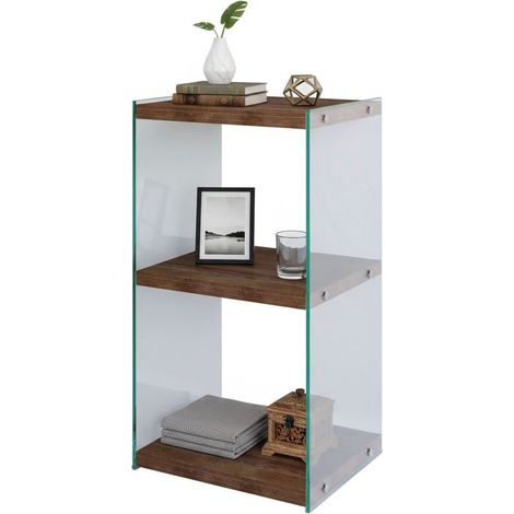 Dmora - Bücherregal Protea, Büroregal, Mobiler Buchhalter, Bücherbrett, 40x35h80 cm, Nussbaum, mit verstärkter Verpackung