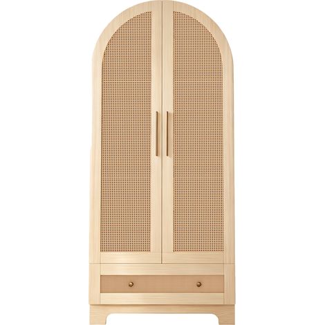 Armario ropero 70 x 55 x 170 cm con 2 puertas, 2 cajones y estantes, acabado color madera (1/5)