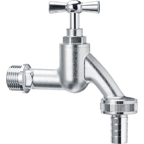 Robinet de Jardin avec Raccord pour Tuyau d'Arrosage et Raccord Rapide, Robinet d'Eau, Entrée 1/2" - Soupape Champignon, Robinet à Bavette