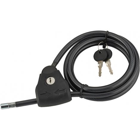 Antifurto Twisty, bicicletta, attrezzi, arredi esterni, cavo d'acciaio guaina in PVC regolabile, Ø 10, 1,80m, 2 chiavi - THIRARD