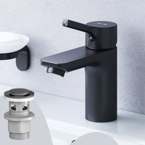 AM.PM Mitiguer Lavabo avec bonde clic clac pour lavabo Robinet Salle Bain Noir Robinet de Lavabo pour Salle de Bain Mélangeur Lavabo en Laiton (1/5)