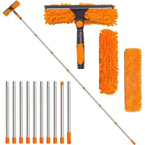 Squeegees 4M Window Squeegee Cleaning Equipment 2 in 1 Windows Glass Silicone Cleaning Tool Kit Extension Poles and Window Washer for Indoor/Outdoor Glass Car Windshield Mirror Shower Door (1/5)