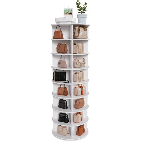Tour porte-chaussures pivotante, étagère tournante à 8 niveaux, organisateur de chaussures autoportant pivotant à 360°, pour 32 paires de chaussures (8 niveaux, Blanc) (1/5)