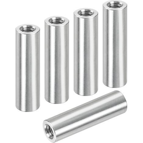 Satz aus 5 runden Gewindehülsen M6 x 40 mm, aus Edelstahl 304, runden Verbindungsmuttern, langen Verbindungsmuttern, V2A-Innengewinde, Distanzhülsen, Verbindungsmuttern (1/5)