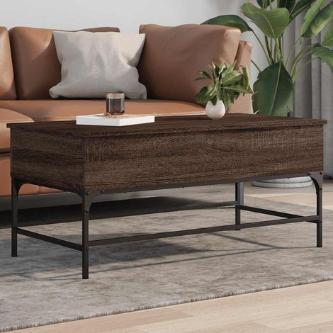 Couchtisch Braun Eichen-Optik 100x50x45 cm Holzwerkstoff Metall