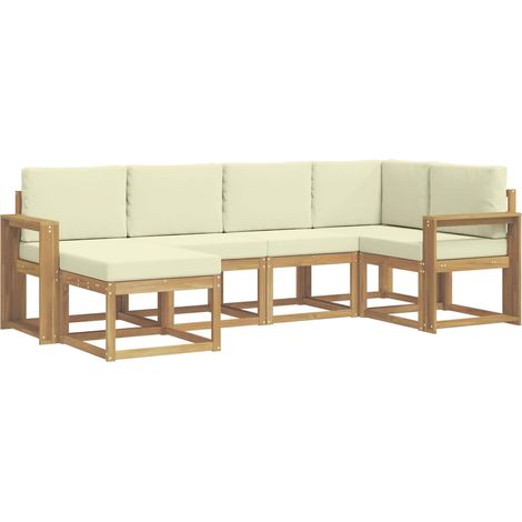 Outdoor Sofa Set 6 pcs White and Cream Polyester vidaXL (1/5)