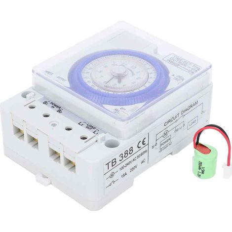 Minuterie 24 Heures - Moteur Pas à Pas Quartz - AC 100-240 V 50/60 Hz - Montage Rail DIN - 8 Programmes Journaliers - 48 Programmes Hebdomadaires - Pour Éclairage Chauffage Arrosage (1/5)