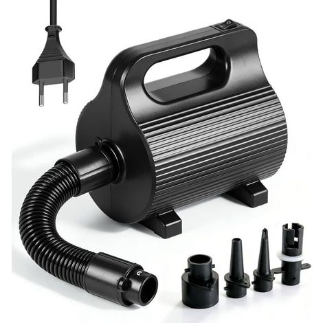 Pompe à air électrique pour Matelas pneumatiques 400W-600W. avec 4 Embouts. gonfleur Rapide 1100 L/Min pour piscines. Bateaux pneumatiques. Lits gonflables et Ballons de Gym (Noir) (1/5)