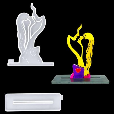 Moule En Silicone - Statue De Couple - Pour Coulée En Résine Époxy - Décoration De Table - DIY Amour Éternel - 2 Pièces (1/5)