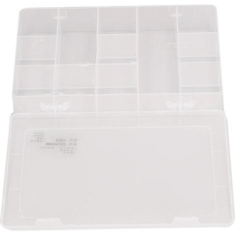 Boîte de rangement transparente en plastique 12 compartiments, organiseur divisé pour bijoux, accessoires électroniques et petits objets (1/5)