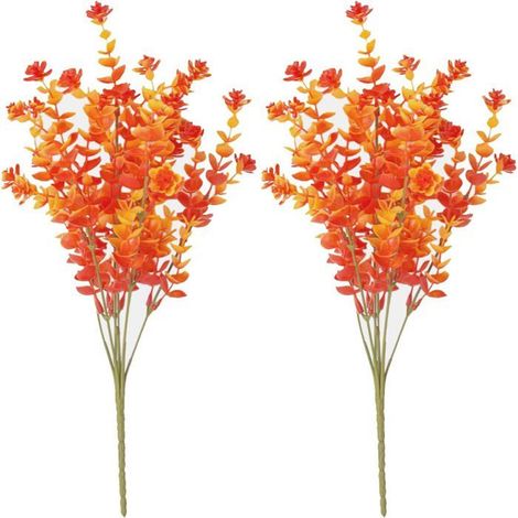 Lot de 2 bouquets automnaux artificiels – Avec eucalyptus – Pour table, jardin, balcon – Réalistes (1/5)