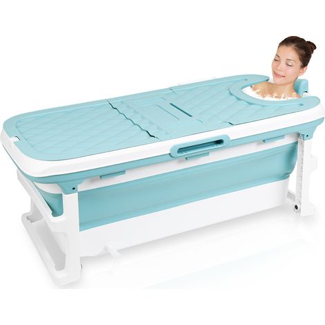 Randaco Mobile 149cm Faltbare Badewanne für Kinder & Erwachsene Spa Sauna Beweglich Bathtub mit Abdeckung Blau Wasserwanne (1/5)