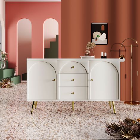 Coiffeuse à deux tiroirs (—Armoire haute / meuble d'appoint / commode pour chambre—Blanc crème)