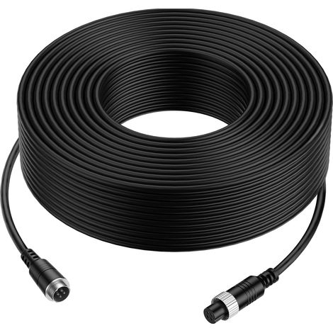 65FT 20M Câble d'extension Vidéo Voiture 4 Broches Aviation Imperméable à l'eau Anti-Choc pour CCTV Caméra Rétro Camion Camper Bus Motorhome Véhicule Surveillance Sauvegarde Système (1/5)