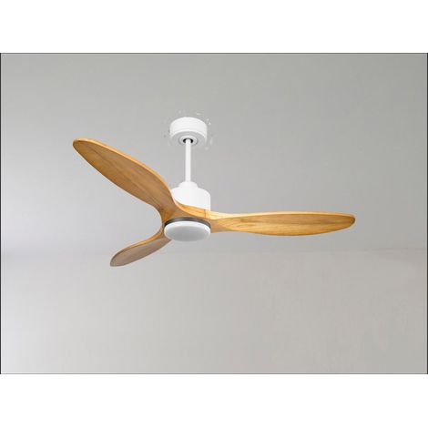 Modulo de KlassFan - Super destratificateur et ventilateur DC 132 cm Blanc bois noir Lumière dimmable 25 à 40 m² (1/5)