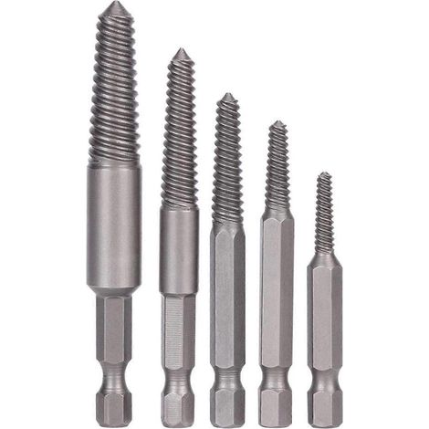 Outil d'extraction de vis cassées (lot de 5) avec forets hexagonaux et dents fines pour vis endommagées. (1/5)