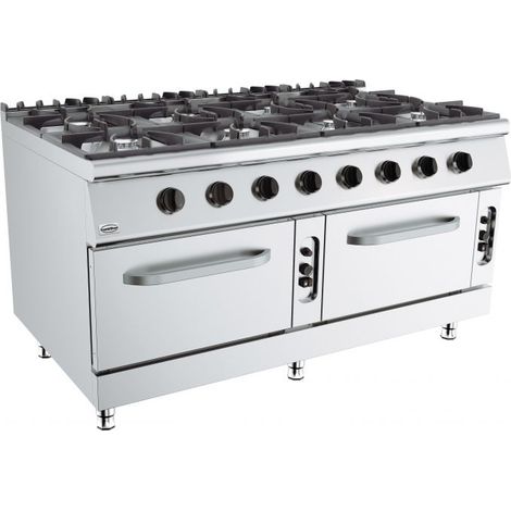 Fourneau Gaz 8 Brûleurs avec Four à Gaz 12 kW Gamme 900 - Combisteel