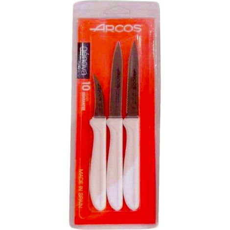 ARCOS peladores mango blanco 3 piezas 182524 , Blister peladores mango blanco 3 piezas 182524Hoja de acero inoxidable de alta calidadFabricación españolaMango de polipr