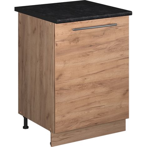 Mobiletto base cucina Fame-Line, Rovere dorato/Rovere dorato, 60 cm 1 anta con piano di lavoro, Vicco (1/5)
