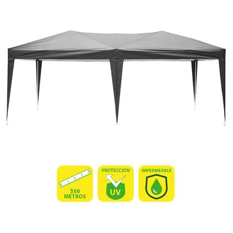 Sungarden carpa plegable acero 3x6m - color gris