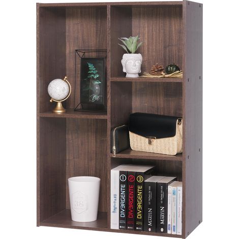 Meuble de Rangement en Bois, bibliothèque 40 cm de Largeur, à Cube, Étagère 5 Compartiments, Modulaire, Polyvalent, Marron, Salon, Bureau, Chambre, Livre, Assemblage Facile, CX-23C (1/5)