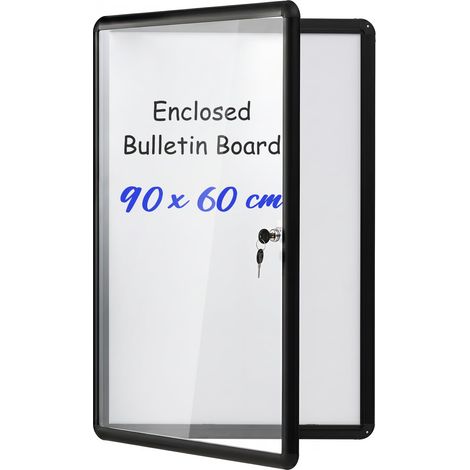 COSTWAY Bacheca Con Chiave Bacheca Da Esterno Bacheca Magnetica Bacheca Da Parete Lavagna Bianca Pannello In Pet Trasparente Installazione Verticale Orizzonta (1/4)
