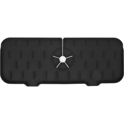 Tapis de protection pour robinet d'évier, silicone antidérapant et drainage, facile à nettoyer, absorbeur d'eau pour cuisine et salle de bain (1/5)