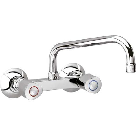 RAMONSOLER 7009CAI30E4 ECO Grifo Bimando Fregadero Mural Caño Largo Giratorio Cromo - ref: 803287 (1/2)