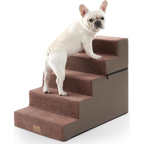 1 Escalier Pour Chien 5 Marches Mousse Haute Densité Housse Lavable Antidérapant Pour Lit Canapé (1/5)