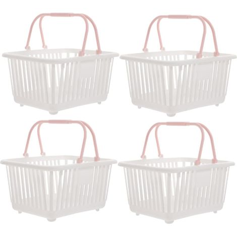 Lot de 4 Paniers Rangement Plastique Blanc, Portable pour Bureau (1/5)
