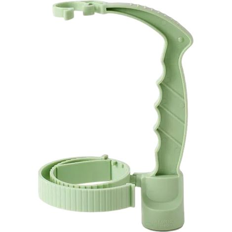 Poignée de bouteille réglable avec revêtement antidérapant et ouvre-bouteille pour un basculement contrôlé convient aux bouteilles PET de 13,5 à 20 cm incassable PP+TEP vert. (1/5)