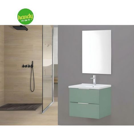 Composizione bagno sospesa Rialto Feridras 60 cm verde (1/3)