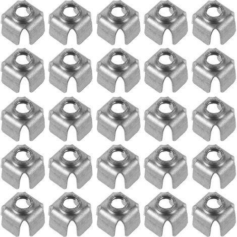 Tuercas insertables roscadas M6, de instalación rápida, 200 conexiones soldadas estables para tubos cuadrados de hierro, color plata, adecuadas para la reparación de muebles y maquinaria.