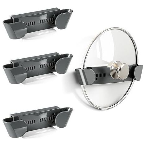4 Pièces Range Couvercle,Support Couvercle Casserole, Organizer Coperchi Pentole, Aucun Perçage Nécessaire, Réglable En Hauteur De 20 À 28 cm, Étagère de Rangement pour Ustensiles de Cuisine (1/4)