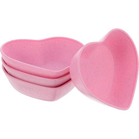 Bol rose en forme de cœur pour sauce soja, porte-paillettes pour loisirs créatifs, lot de 4. (1/5)