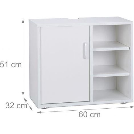 Mobile bagno sottolavabo 1 anta 3 ripiani WC MDF bianco 1300009092