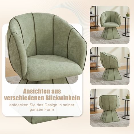Fauteuil relaxant pivotant en tissu velours chiné pour adulte et ado, dossier haut ergonomique, salon ou chambre, siège confortable vert olive. (1/5)