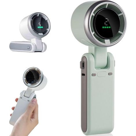 Ventilatore portatile con turbocompressore，5 velocità del vento，ventilatore a reazione，viaggi e lavoro (verde) (1/5)