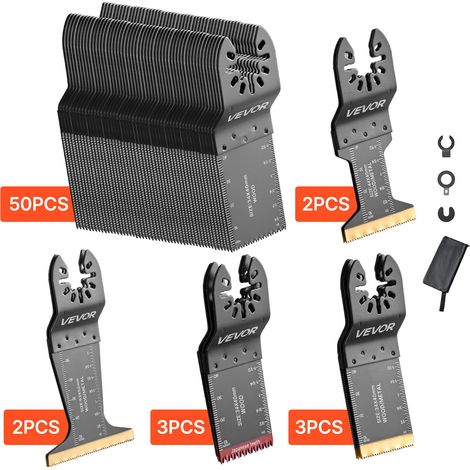 Lame Scie Oscillante Lot de 60 de 5 Types Lame Outil Multifonction, pour Outil Oscillant, Bois, Plastique, Métal Tendre, Universelle Compatible avec Dewalt, Ryobi, Milwaukee, Bosch, Craftsman (1/5)