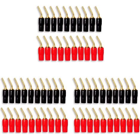30-Pair 2mm Banana Prise Pin Screw Type, Audio Câble Haut-Parleur Connecteur Copper Doré Plaqué (1/5)