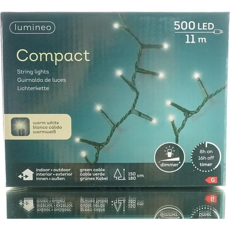 Lumineo LED Lichterkette Compact grün 11 Meter 500 Lichter - warmweiß (1/2)