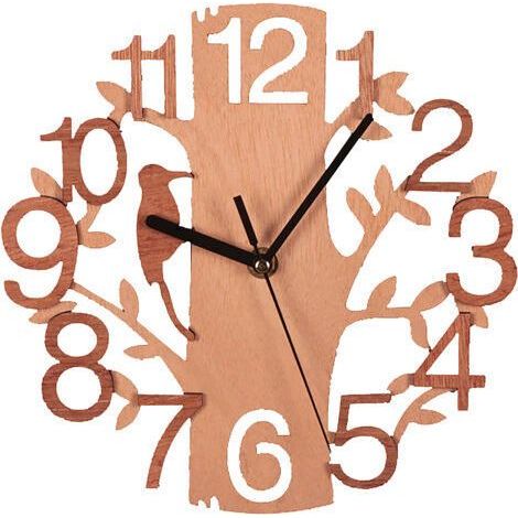 FENOPLASTICAHorloge Murale Arbre en Bois Horloge Ronde Silencieuse Anti-tic-tac pour Cuisine Salon Chambre Bureau (211129GS05-2) (1/5)