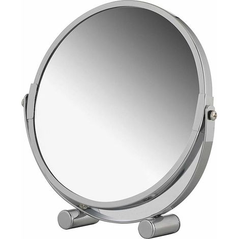 DEESSE SHOP - Miroir grossissant pivotant sur pied, miroir de courtoisie cosmétique portable en métal chromé avec grossissement jusqu'à 3x, miroir de maquillage rond double face, miroir de salle de ba (1/5)