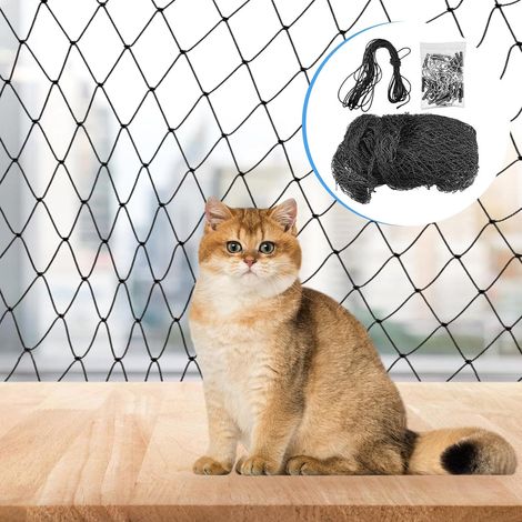 Filet pour chat - 8 x 3 m - Filet de balcon pour chat - Filet de protection pour chat - Transparent - Pour jardin, fenêtre, escalier, terrasse (1/5)