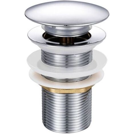 Bonde de Lavabo Pop-up sans Trop-plein, Vidage Clapet Push Open Pour Lavabo en Laiton, Chromé G 1-1/4" (1/5)