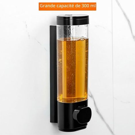 Wall Mounted Soap Dispenser Shampoo and Shower Gel Dispenser No Drilling for Bathroom Kitchen Hotel Black (1/4)
