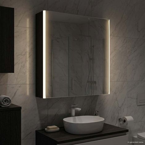 vidaXL Bathroom Mirror Cabinet Black Oak 63.5 x 15.5 x 70 cm